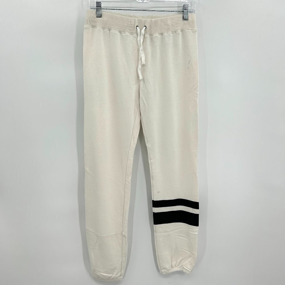 NWT DAVID LERNER Studio *FLAWED* Vintage White Black Stripe Classic Jogger Small